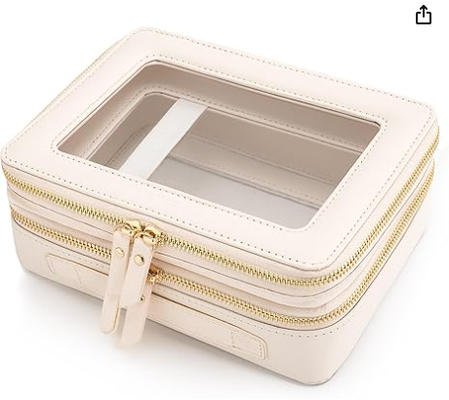 Große klare Make-up-Taschen, doppelte Kosmetik-Taschen mit separatem Bürstenraum, Toilettenbeutel für Reisen, Zugkoffer, Reisezubehör-Organisator für Frauen,2 Schichten