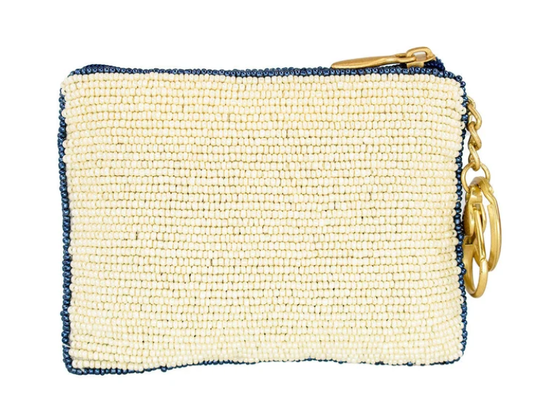Hooked Up Coin Purse Auffällige Schmetterlings-Münzgeldbörse mit auffälliger Perlenstickerei, floralen Mustern, verspieltem Quasten-Schlüsselanhänger und Reißverschluss, perfekt für kleine Essentials