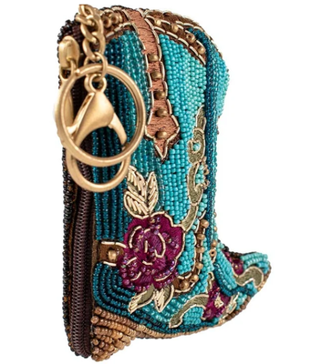 Kickin'Around Coin PurseSoft rosa Perlen Münze Tasche mit glitzernder Goldkrone Reißverschluss leicht offener Auslöser Haken Schlüsselring und Kreditkarte passend Kompaktes Design