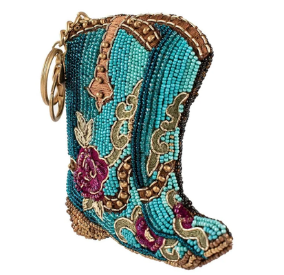 Kickin'Around Coin PurseSoft rosa Perlen Münze Tasche mit glitzernder Goldkrone Reißverschluss leicht offener Auslöser Haken Schlüsselring und Kreditkarte passend Kompaktes Design