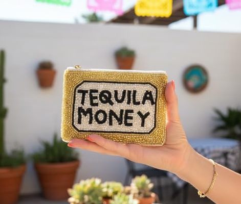 Ladies Tequila Money Fully Beaded Coin Purse 5.5 * 4.5 * 0.5inch