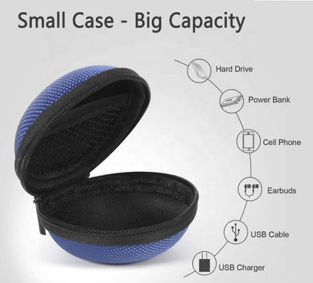Bule-Farben machen 75 Grad EVA Hard Cases Storage Earphones Reißverschluss zu