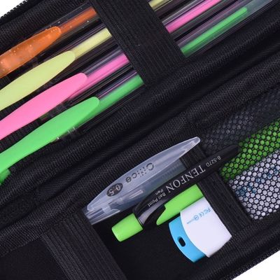Schwarzes PU-Leder Polyester 3D EVA Hard Case Pencil Pouch 1800D