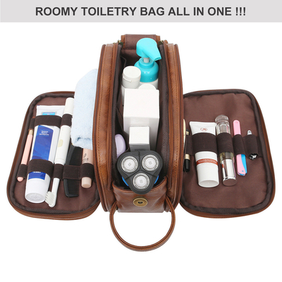Toilettenartikel-Wäsche-Taschen-Reise Badezimmer-Männer PUs lederne, die Dopp Kit Water Resistant rasiert