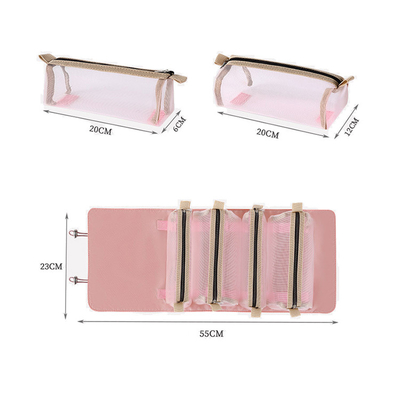Vier in einem Mesh Folding Makeup Wash Bag-Reise-tragbaren Make-upbürsten-Speicher