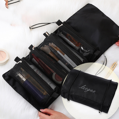 Vier in einem Mesh Folding Makeup Wash Bag-Reise-tragbaren Make-upbürsten-Speicher