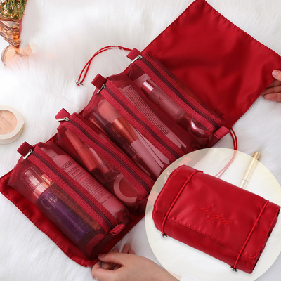 Vier in einem Mesh Folding Makeup Wash Bag-Reise-tragbaren Make-upbürsten-Speicher