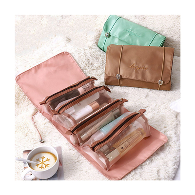 Vier in einem Mesh Folding Makeup Wash Bag-Reise-tragbaren Make-upbürsten-Speicher