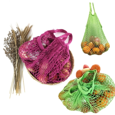 Trägt wiederverwendbare Einkaufstüte-waschbare Gemüsebaumwolle Mesh String Short Handle Früchte