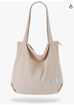 KALIDI Damen Cord-Tragetasche mit Reißverschluss, lässige Tragetasche, große Kapazität, Umhängetasche mit Taschen