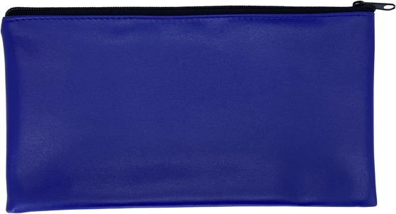 Blue Bank Security Deposit Zipper Bag, wasserdichtes Vinyl-beschichtetes Leder-ähnliches Äußeres mit weichen Innenverkleidungen.