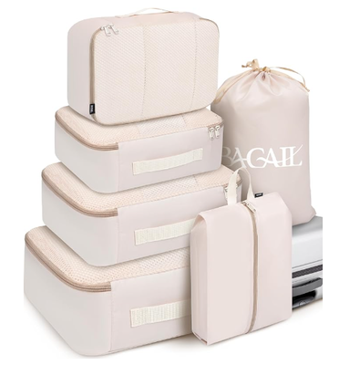 BAGAIL 8 Set Packing Cubes Luggage Packing Organizers for Travel Accessories-Cream