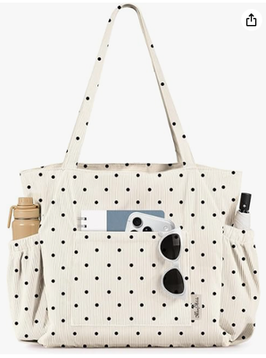 Miss Adola Süße Cord-Tragetasche für Damen, Mehrzwecktasche mit Reißverschluss, Großes Fassungsvermögen, Schultertasche für Arbeit, Reisen und Einkaufen