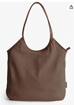 Corduroy Tote Bag für Frauen mit Reißverschluss Casual Shoulder Bag Leichtgewicht Travel Tote Hobo Handtasche mit PU Ledergriffe Strandtasche für Reisen Shopping Campus